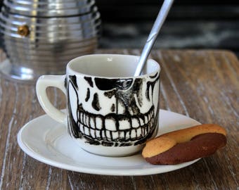 Skull skeleton porcelain - coffee mug, cup tea