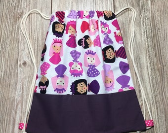 Backpack for school maternelle.sac blankie, danse.princesses bag purple.