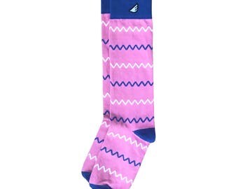 Unique Chevron Women's Casual / Dress Socks- Light Green, Sky Blue + White- Fun Colorful - "Charlie" Christmas Holiday Gift Stocking Stuffer