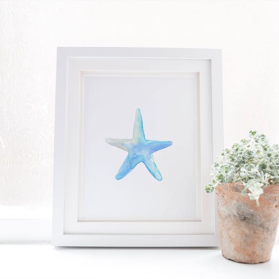 Seastar Print Starfish Print Blue wall Art Digital Artwork