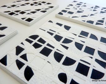 4 geometric "effect" lace decorative coasters
