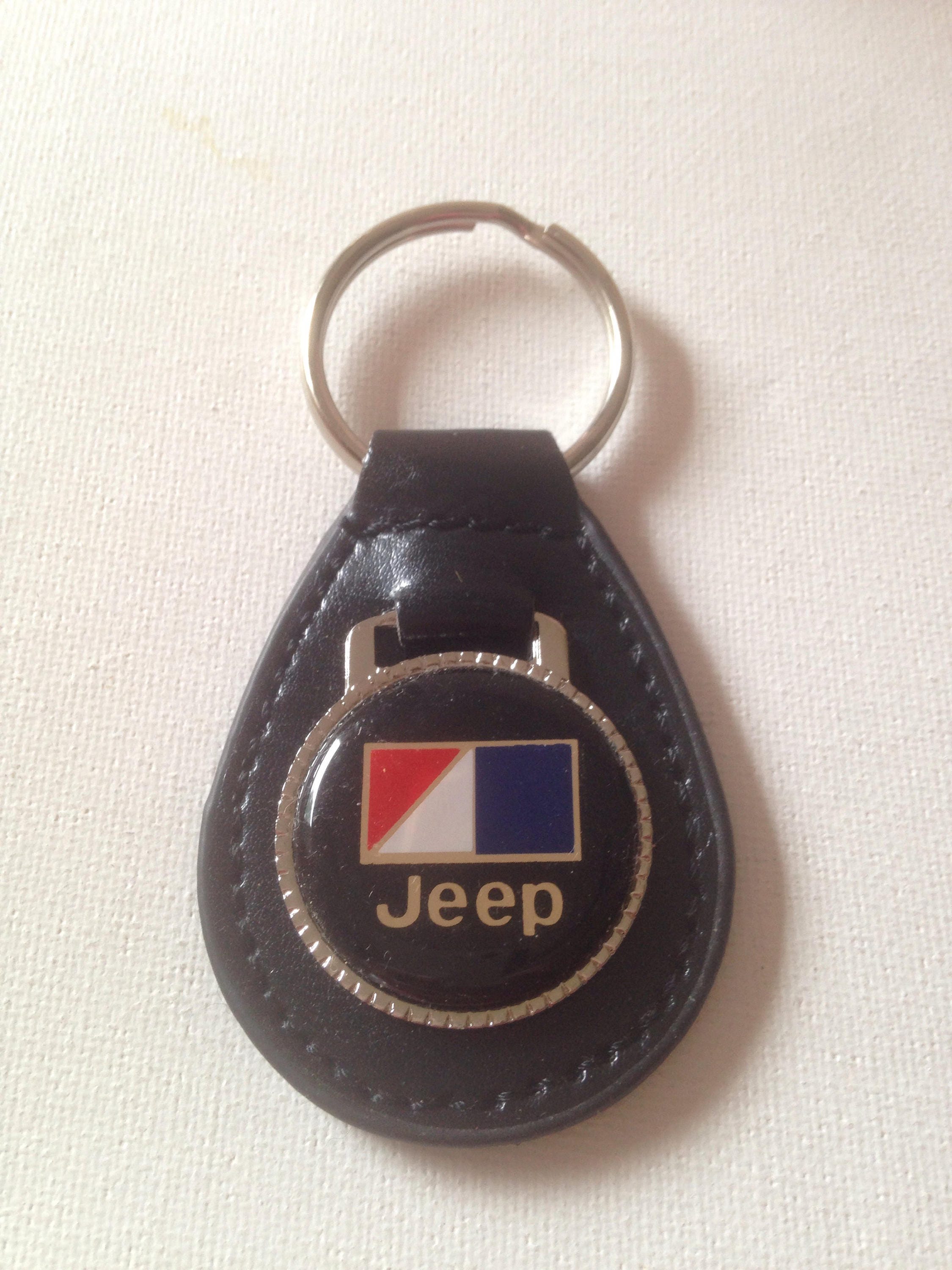 Jeep American Motors Keychain Black Leather AMC Key Chain