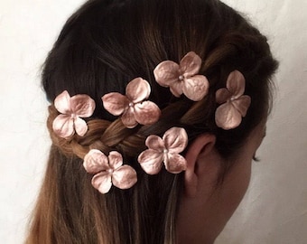Rose Gold Flower Hair Pins, Rose Gold Hair Pins, Rose Gold Hair Accessories, Rose Gold Hair Clip, Rose Gold Wedding Hair Accessories