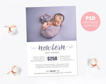 Mini session template. Marketing board photography pricing template. Newborn pricing guide. Fully editable Photoshop PSD file 5x7". MS016