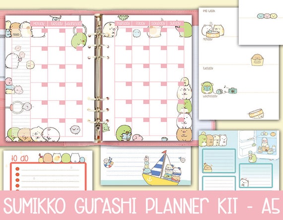 printable a5 planner kit SUMIKKO GURASHI weekly planner