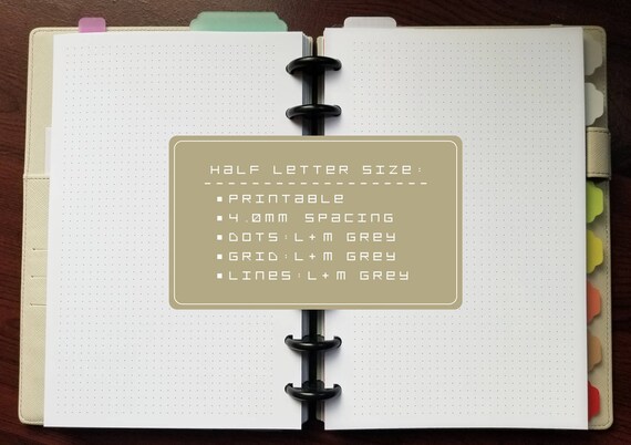 printable 4mm dot grid and lined half letter paper arc