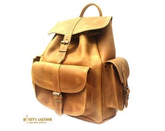 BACKPACK Waxed Canvas Backpack from Waxed Full Grain Leather