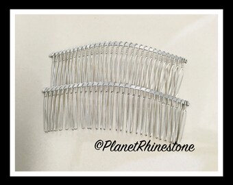 Two Silver 4.5" Hair Combs - DIY HAIR COMB - Metal Hair Combs - Bridal Veil Comb - Hair Fascinators - Hair accessories