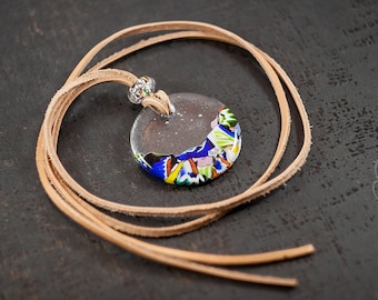 Multicolor Murano glass pendant necklace unique gift for women - Unique jewelry italian contemporary necklace