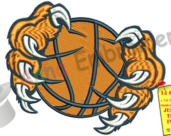 Tiger Paw Embroidery Design - Sports Embroidery- Basketball Ball Embroidery -Machine Embroidery Patterns-Instant Download-PES