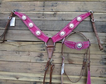 Collier De Poitrine (breast Collar) Western En Cuir De Vache - Pour Cheval - Occasion - Marque Générique