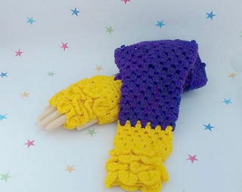 Long Sleeve Gloves, Dragon Gloves, Crochet Armwarmers, Fingerless Gloves, Crocodile Stitch, Dragon Scale, Mermaid Pattern, cosplay accessory