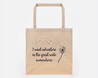 Beauty & the Beast | I Want Adventure in the Great Wide Somewhere | Belle | Bell Book | Canvas Tote Bag | Great Wide Somehwere