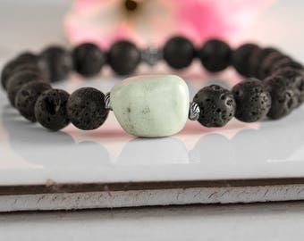 Lava Bracelet, Black Lava Stone Bracelet, Men Bead Bracelet, Black Bead Bracelet, Hippie Bracelet