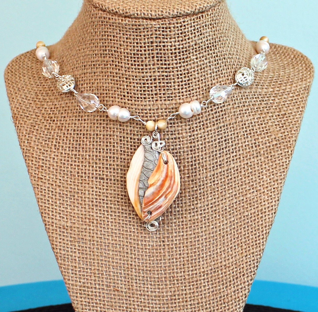 Seashell Jewelry Beach Jewelry Leather Jewelry Wearable Art