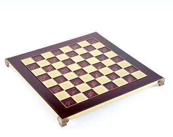 For Sale Brass & Red Chess Board - 1.75" Squares - Without Pawns