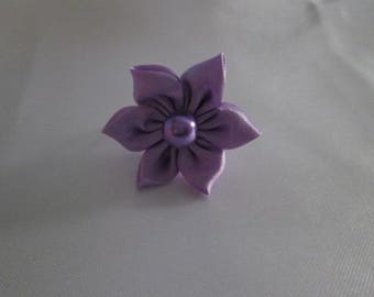 Purple satin flower ring