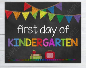Kindergarten Sign Instant Download - First Day of Kindergarten Sign - Chalkboard School - School Sign Printables #DIPSI10K734