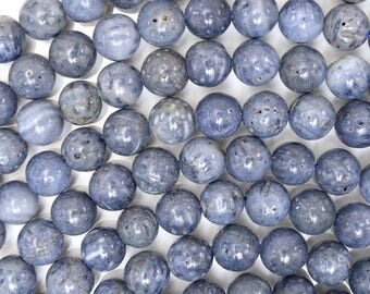 6mm blue sponge coral round beads 15.5" strand 39436
