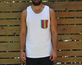 White Gay Pride Rainbow Tank