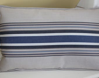 Navy Blue and beige striped Cushion cover 30 x 50