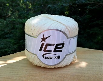 Cream Ribbon Yarn. Ice Yarn 50 gram 92 yards. Ribbon Yarn. Vegan Friendly!