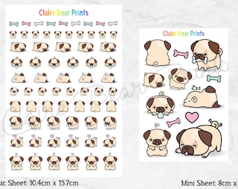 PUG Planner Stickers - Classic & mini sheets (2 options)