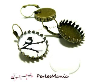 20 pieces: 10 blank SLEEPER claw A SERTIR 12 mm BRONZE and 10 cabochons earrings