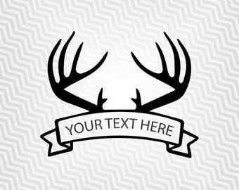 Antlers Banner, Hunting Banner, Cutout, Vector art, Cricut, Silhouette Cameo, die cut, instant download, Digital Cut, Print Files, Svg Files