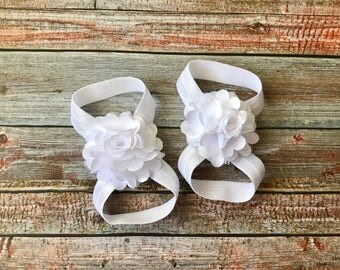 White Barefoot Sandals/Baptism Barefoot Sandals/Baby Barefoot Sandal/Baby Shoes/Baptism Shoes/Newborn Shoes/Baby Sandal/Baby Girl Shoes/Baby