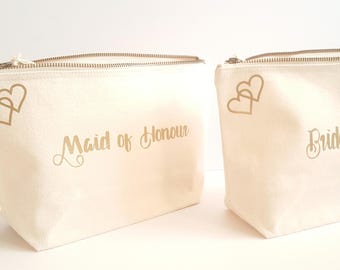 Personalised Wedding Make-up Bag, Bridesmaid Bag, Maid Of Honour Bag, Bride Makeup Bag, Bridesmaid Gift, Bridesmaids Gift, Maid of Honor