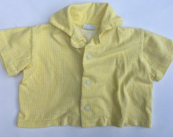 SALE Vintage 50's Boys Yellow Gingham Shirt 6 Months/Button Up Shirt