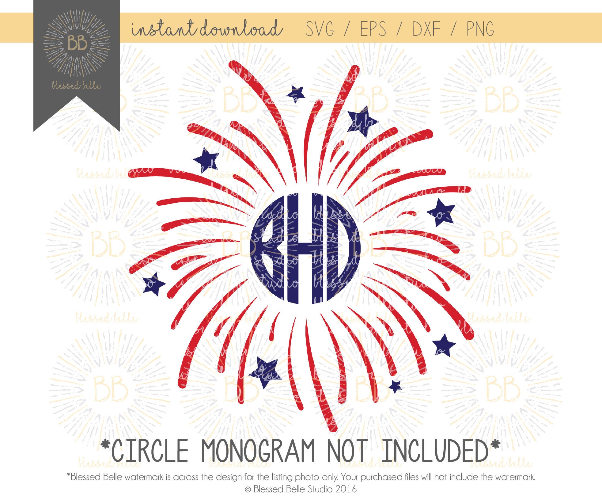 Download Fireworks monogram SVG 4th of July SVG America svg eps