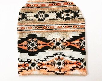 Slouchy Beanie / Baby Beanie / Toddler Beanie / Child Beanie / Adult Beanie / Kids Beanie / Hipster Baby / Newborn Beanie / Peach Aztec