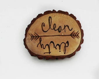 Clean Dirty Dishwasher magnet, dishwasher magnet, reversible magnet, rustic home decor