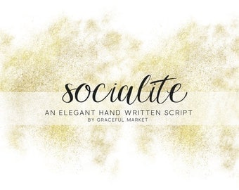 Socialite Script - Handwritten font - Cursive Letter font - Calligraphy font - Wedding font - Digital font download