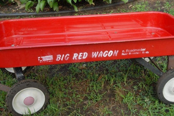 Vintage Roadmaster Red Wagon Antique Childs Red Wagon
