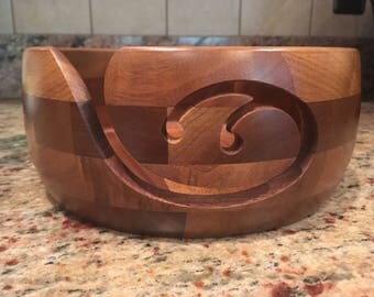 Black Walnut Wooden Yarn Bowl - Kustom Kraft - Made In USA - 8.75 inches x 4 inches