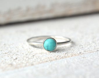 Natural Turquoise Ring, Silver Turquoise Ring, Turquoise Stone Ring, Turquoise Ring, Stacking Rings, Dainty Turquoise Ring, Stackable Rings