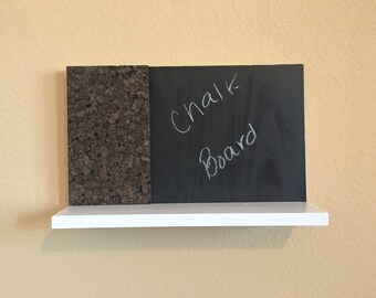 Hanging message board (chalkboard and cork board)