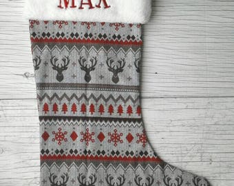 Woodland Stocking - Christmas Stocking - Bucks - Deer - Customized Stocking - Rustic Stocking- Personalized Stocking - Christmas Decor