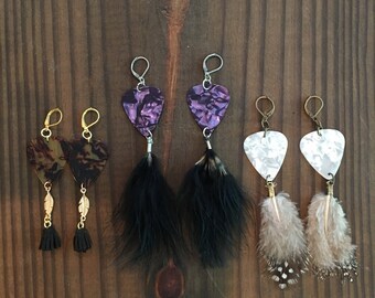 Guitar pick earrings