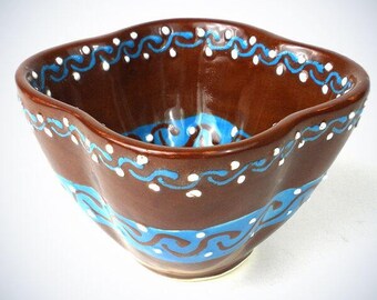 Hand Painted Dip Bowl In Chocolate