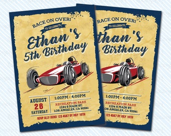 Digital Printable Race Car Birthday Invitation