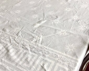 Vintage large linen 1940's damask tablecloth.