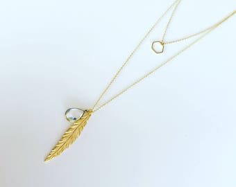 Tear Drop Long Layered Necklace
