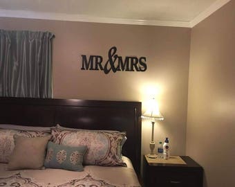 Mr & Mrs Wall Sign Above Bed Decor Mr and Mrs Sign for Over