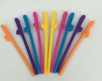 FREE SHIPPING! 10 pack Bachelorette Party Penis Straws Birthday Party Favours Joke Gag Prank Funny Bridal Gift Bride to Be Plastic Straw