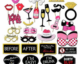 31/Set FREE Shipping! Bachelorette Party Photo Booth Props Girls Night Out Hen Party Decoration Wedding Bridal Penis Decor Penis Prop Bride