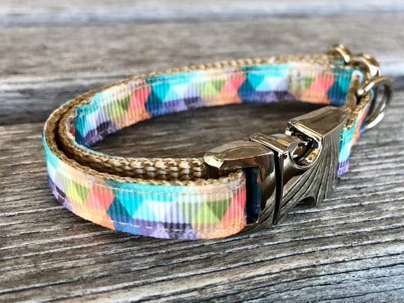 Kaleidoscope Teacup Dog Collar Silver Buckle Teacup Dog